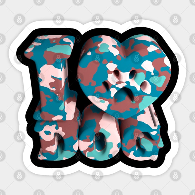 3D I Love Dog - Camouflage Sticker by 3DMe